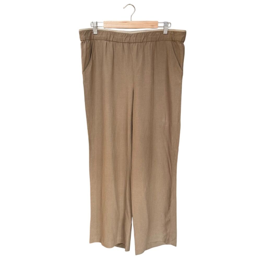 Coldwater Creek Linen/Silk Pull On Elastic Wide Leg Ankle 16 Pant MSRP $99
